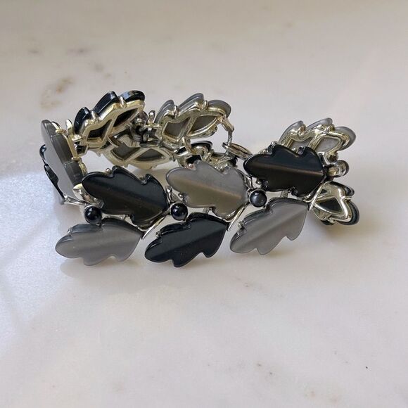 Vintage Black and Silver oak Leaves Bracelet - Picture 1 of 6